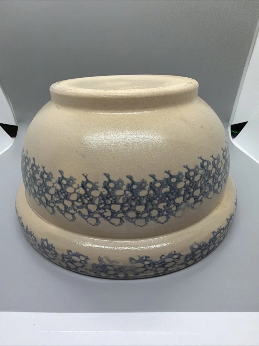 Beaumont Brothers Pottery Blue Spongeware Mixing Bowl BBP Signed